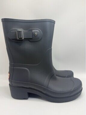 HUNTER Original Back Adj Short Rain Boot Navy Matte Size 7